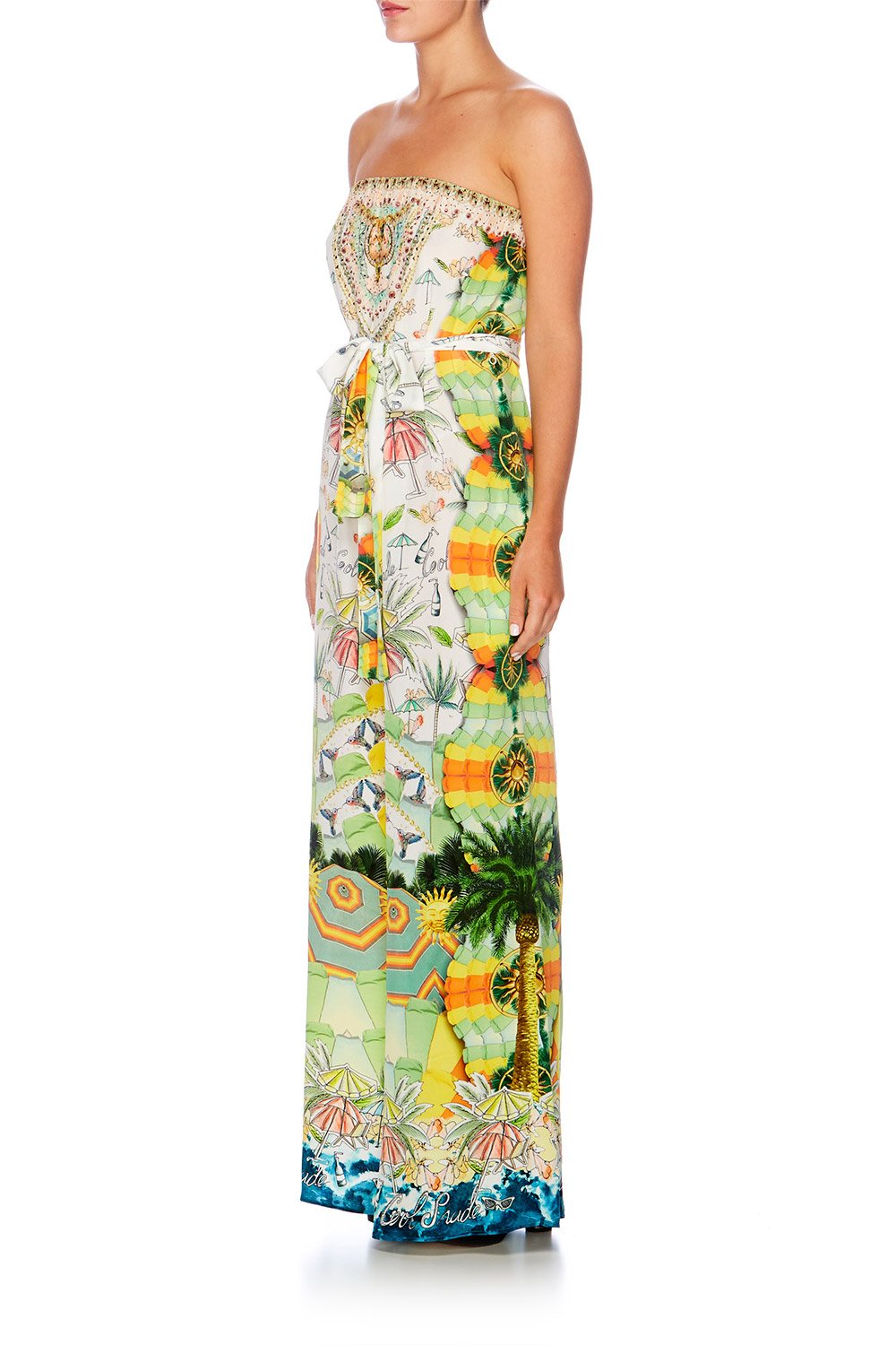 SUNDOWNERS TIE WAIST STRAPLESS JUMPSUIT