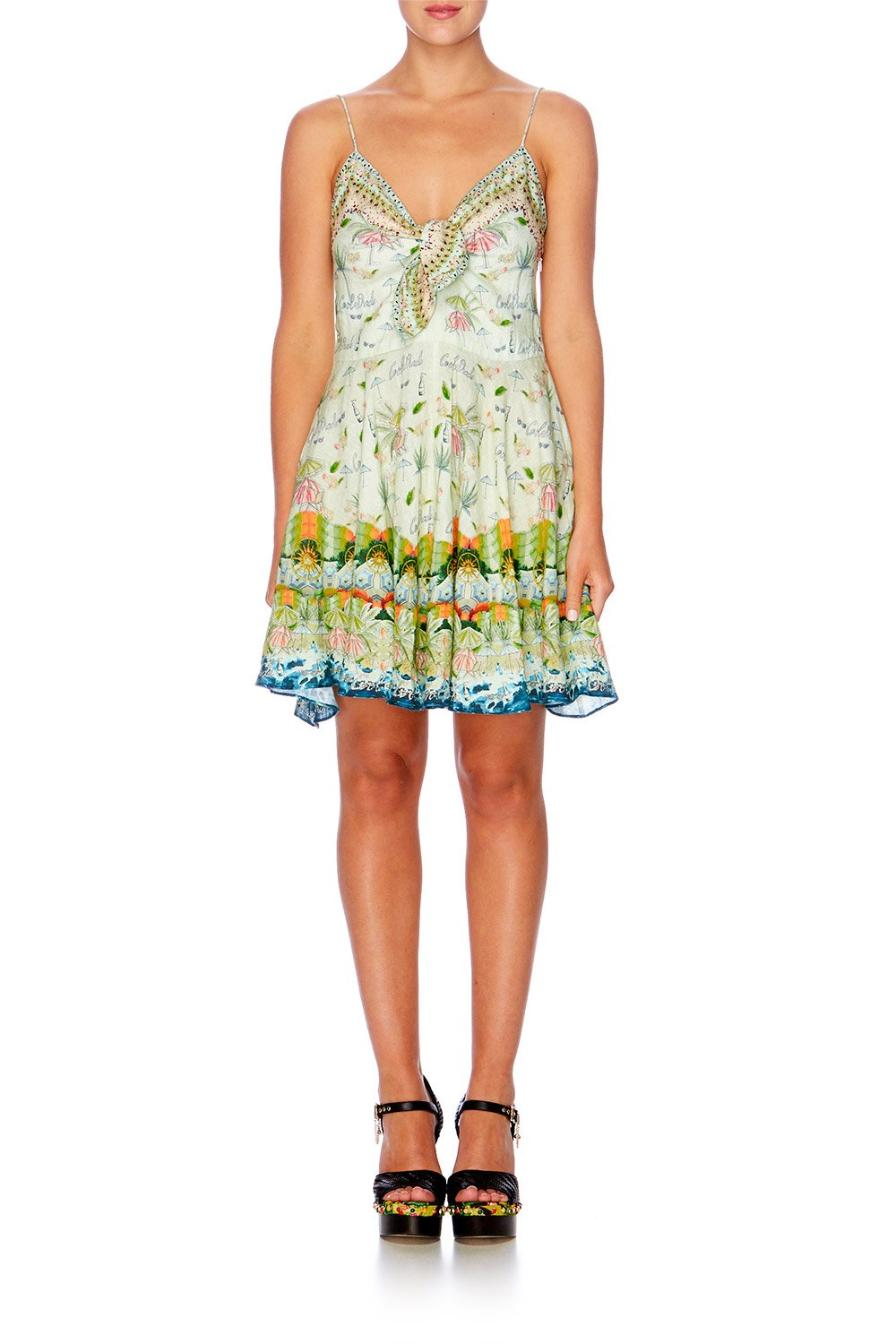 SUNDOWNERS SHORT DRESS W TIE FRONT