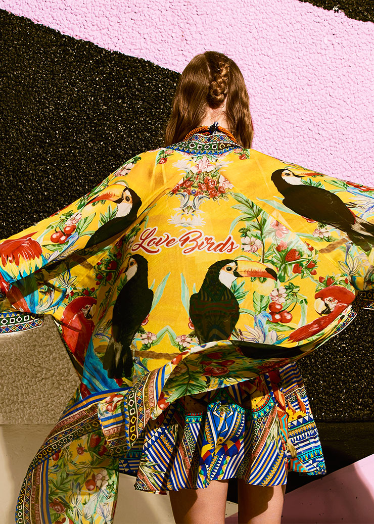 LOVE BIRDS LONG DRAPED ROBE
