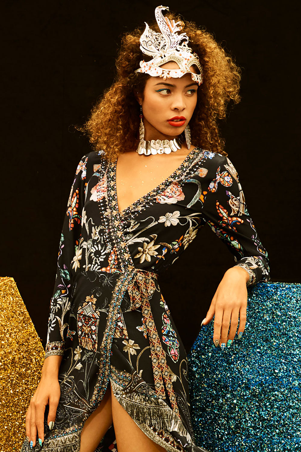 DANCING IN THE DARK LONG SLEEVE WRAP DRESS