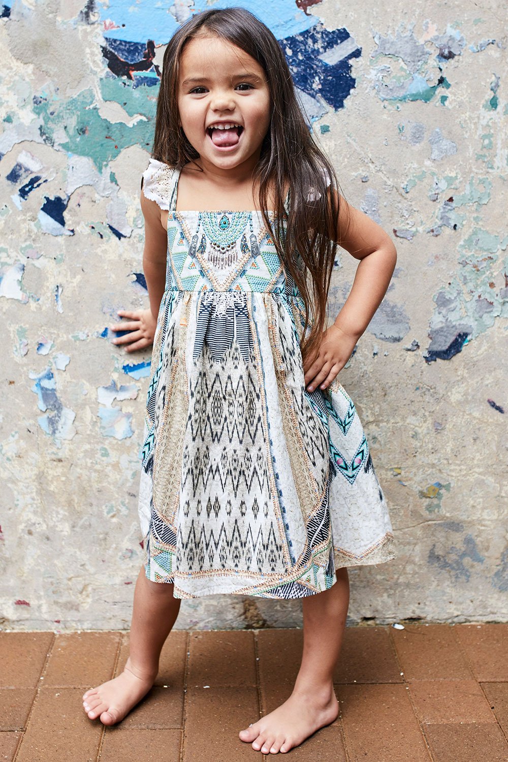 WEAVE ON KIDS FRILL STRAP DRESS