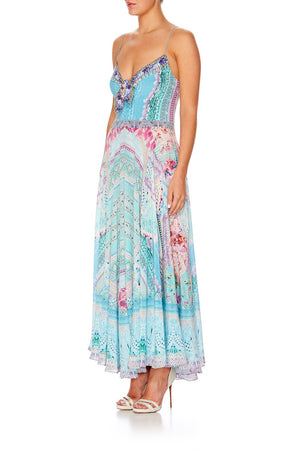 LONG DRESS WITH TIE FRONT GARDEN STATE – CAMILLA