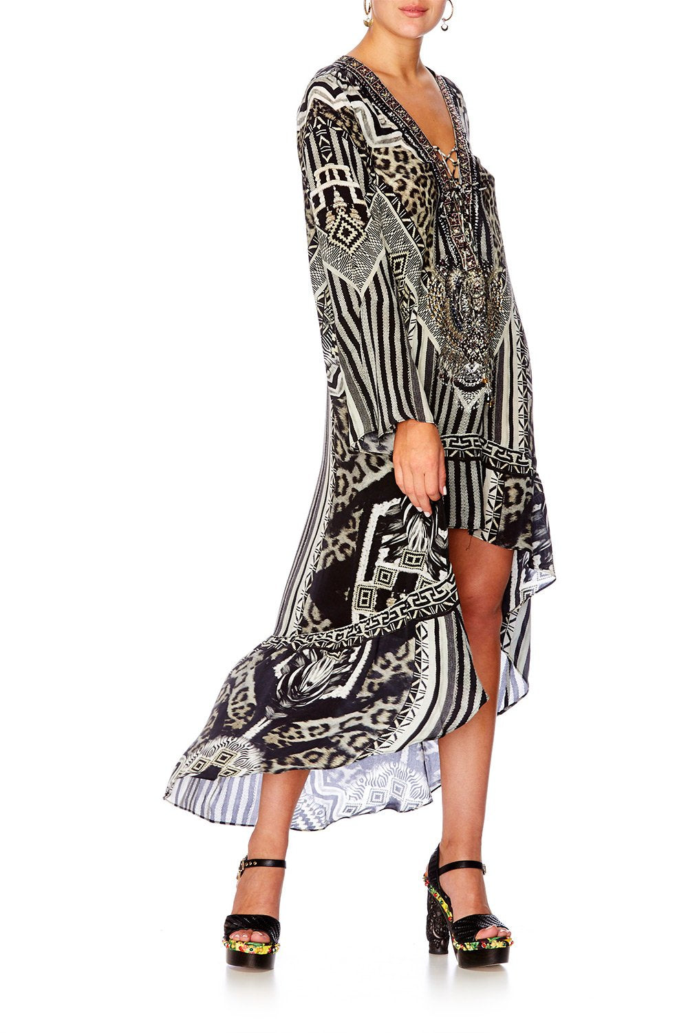 TRIBAL THEORY SHORT DRESS W HIGH LOW HEM
