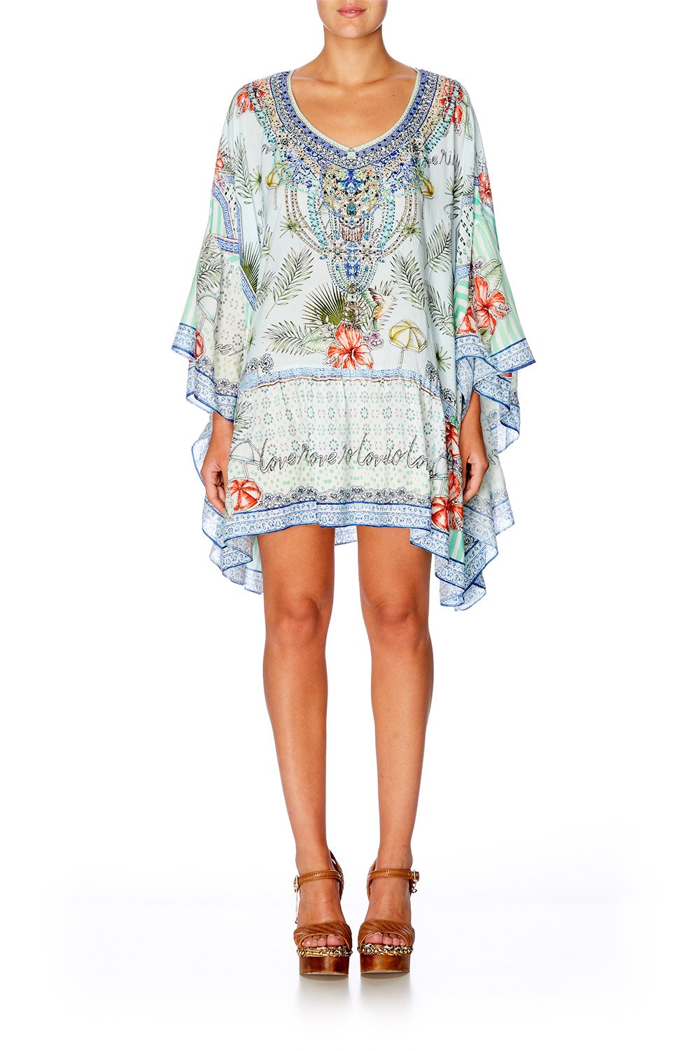 CAMILLA SHADES OF RIO GATHERED HEM SHORT DRESS