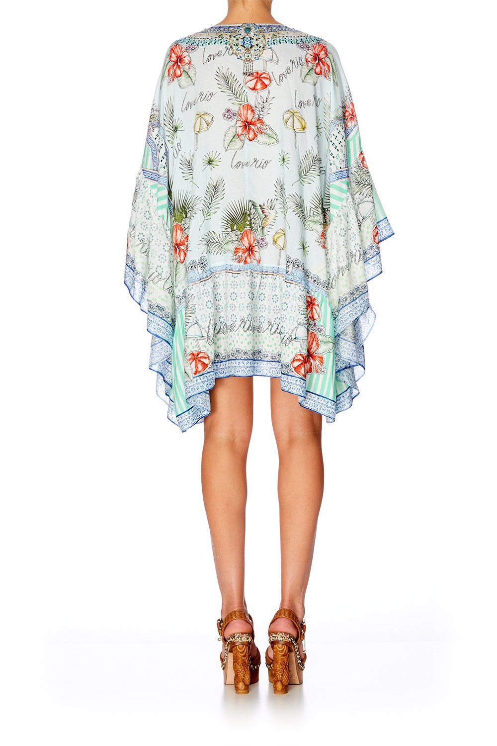 CAMILLA SHADES OF RIO GATHERED HEM SHORT DRESS