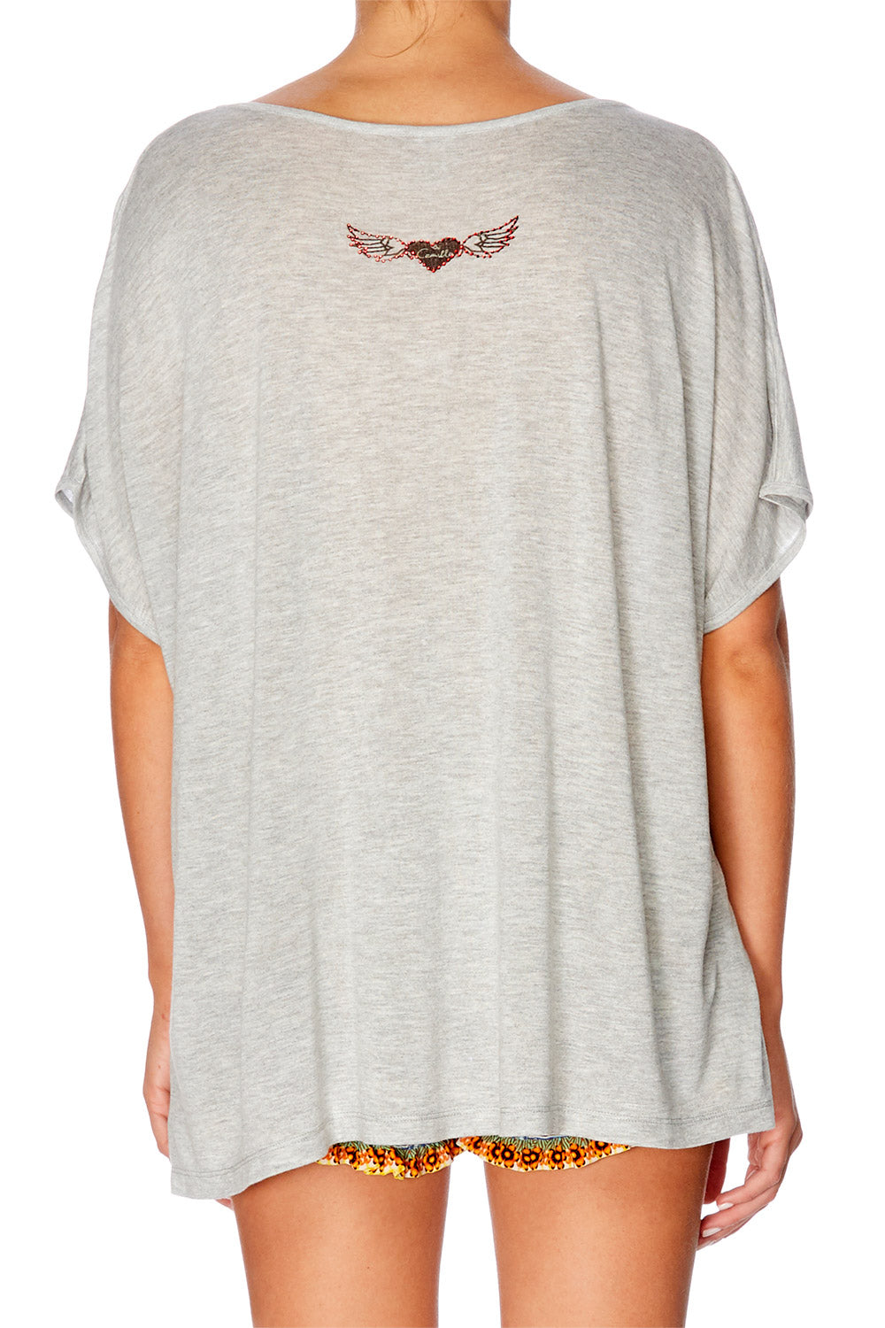 CAMILLA I HEART RIO GREY LOOSE FIT ROUND NECK T-SHIRT