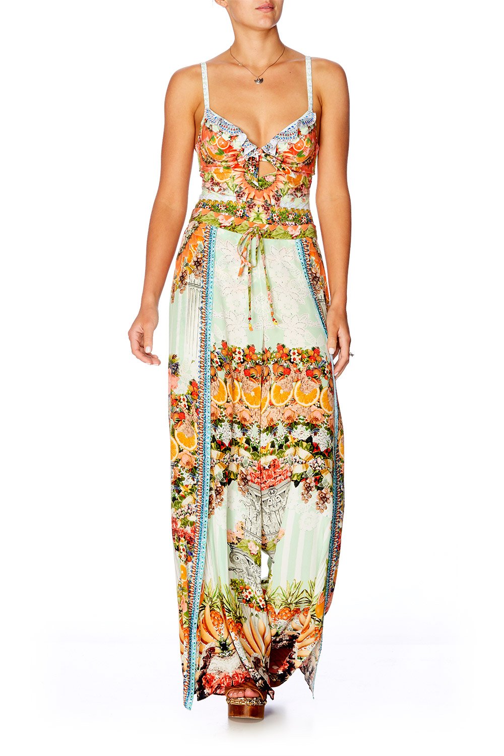 CAMILLA SLICE OF PARADISE SPLIT PANT W DRAWSTRING WAIST