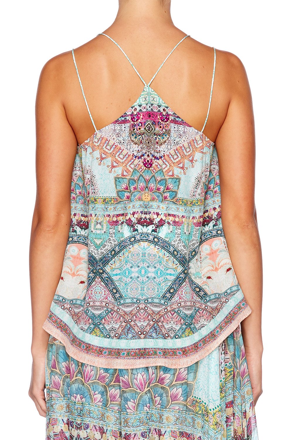 SISTERS OF THE MARIGOLD METAL TRIM DOUBLE STRAP TOP