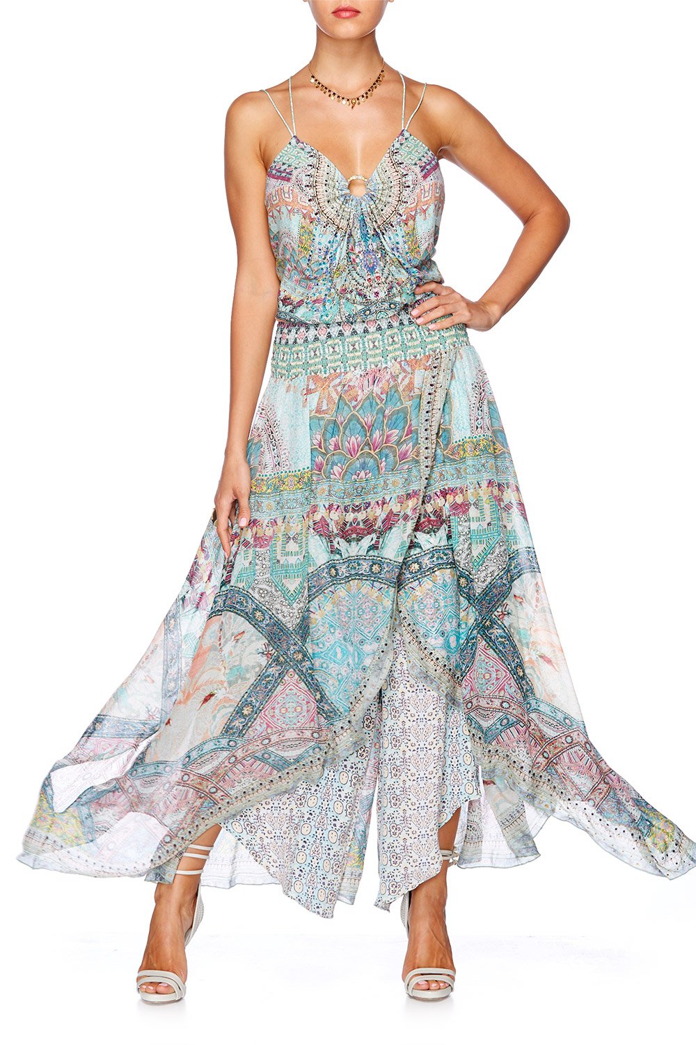 SISTERS OF THE MARIGOLD METAL TRIM DOUBLE STRAP TOP