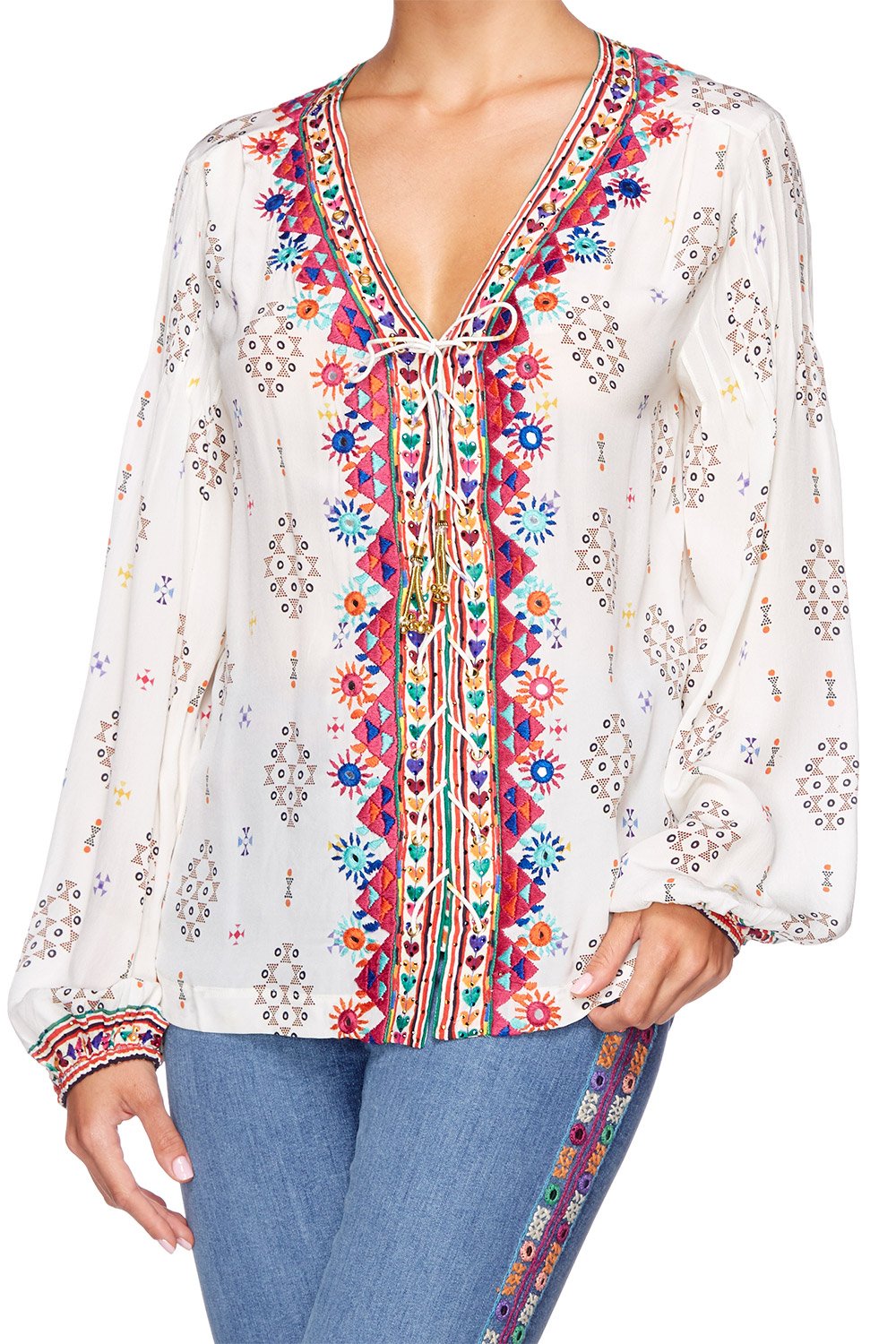 LOVE SONG PEASANT BLOUSE W FRONT LACING