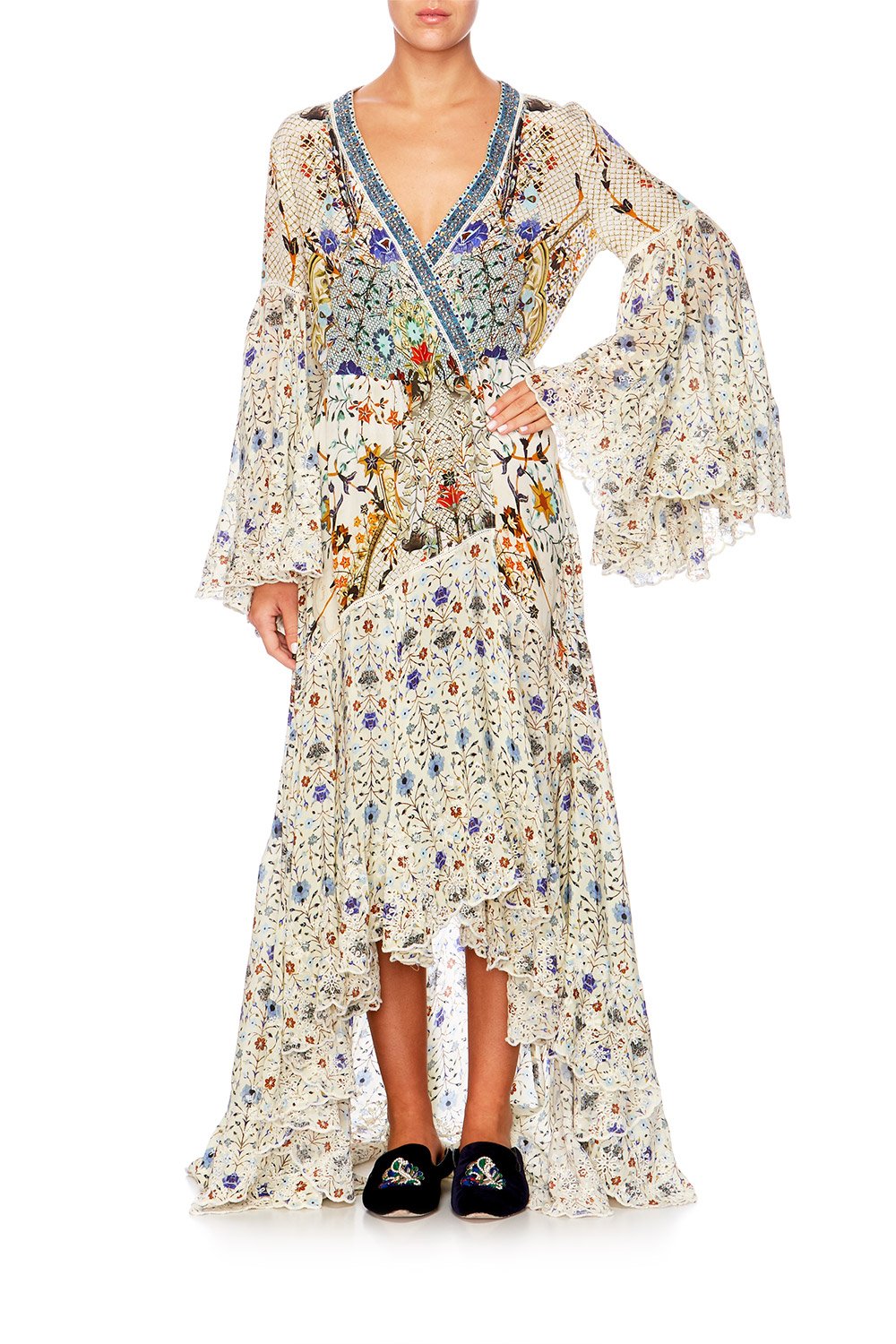 THE BUTTERFLY EFFECT WRAP DRESS W BELL SLEEVES