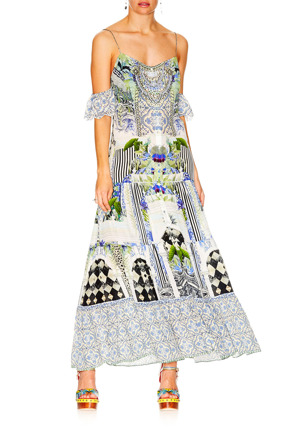 THE SWEET ESCAPE LONG BUTTON DOWN TIERED DRESS