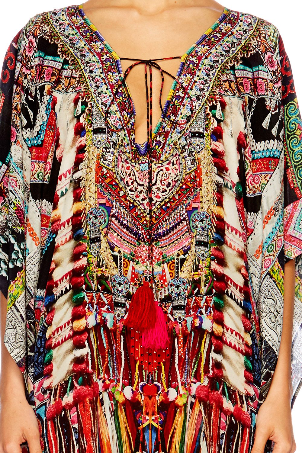 SOUND OF SILVER TASSEL HEM SHORT KAFTAN