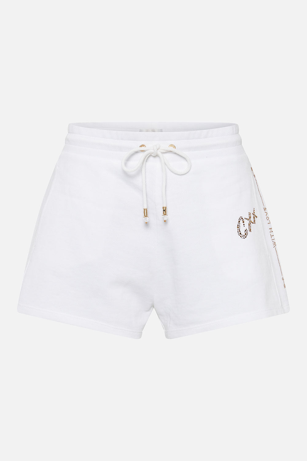 TERRY SHORT WITH CONTRAST STRIPE LOGO CAPSULE - SOLID WHITE