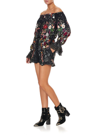DROP SHOULDER FRILL PLAYSUIT TO THE GYPSY