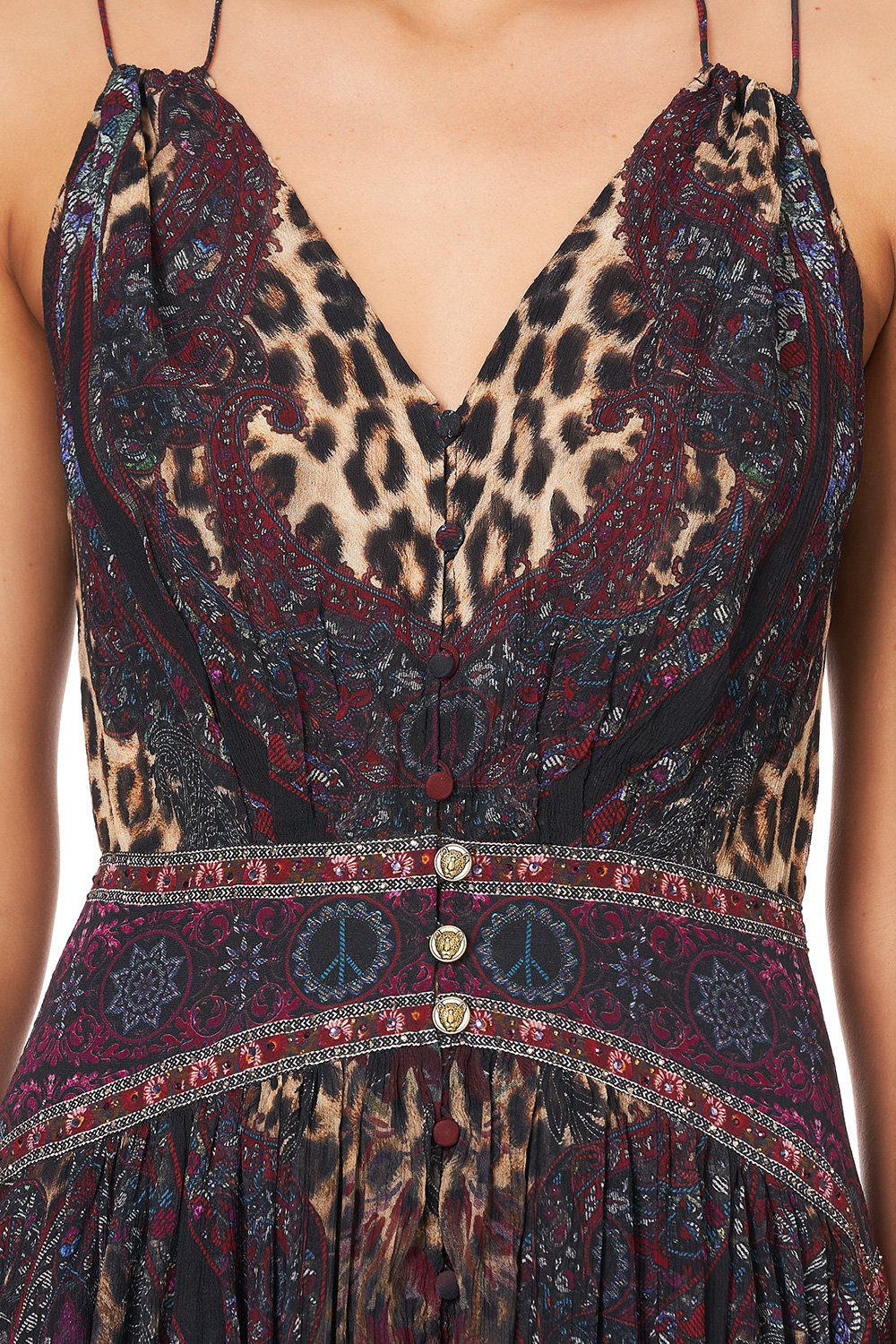 STRAP DRESS WITH SHAPED WAISTBAND THE SMOKING LOUNGE