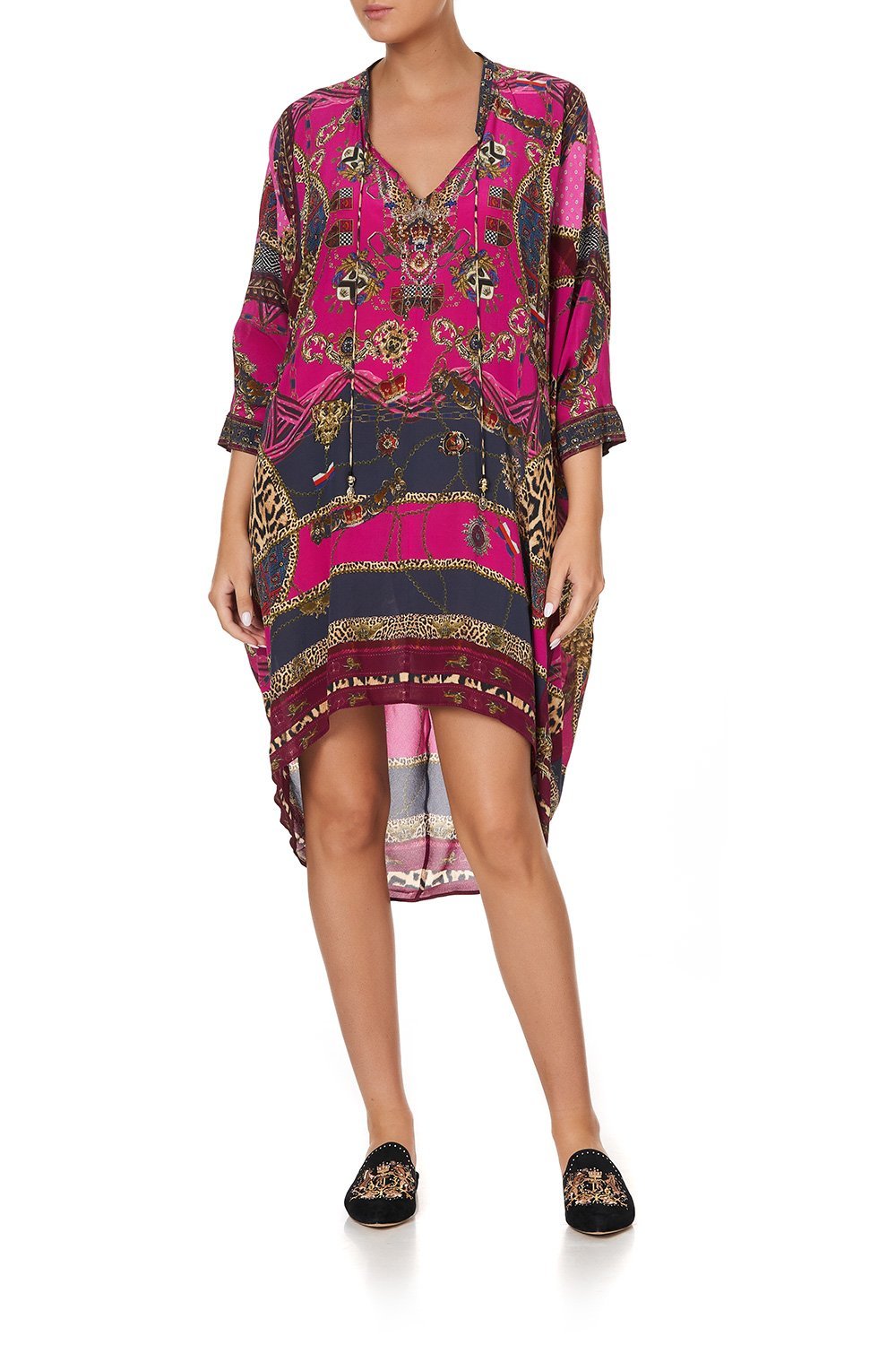 V-NECK DRESS WITH DRAPED BACK DINING HALL DARLING