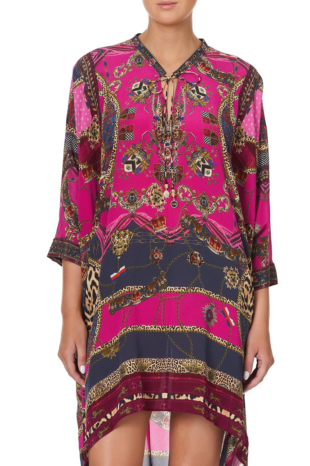 V-NECK DRESS WITH DRAPED BACK DINING HALL DARLING