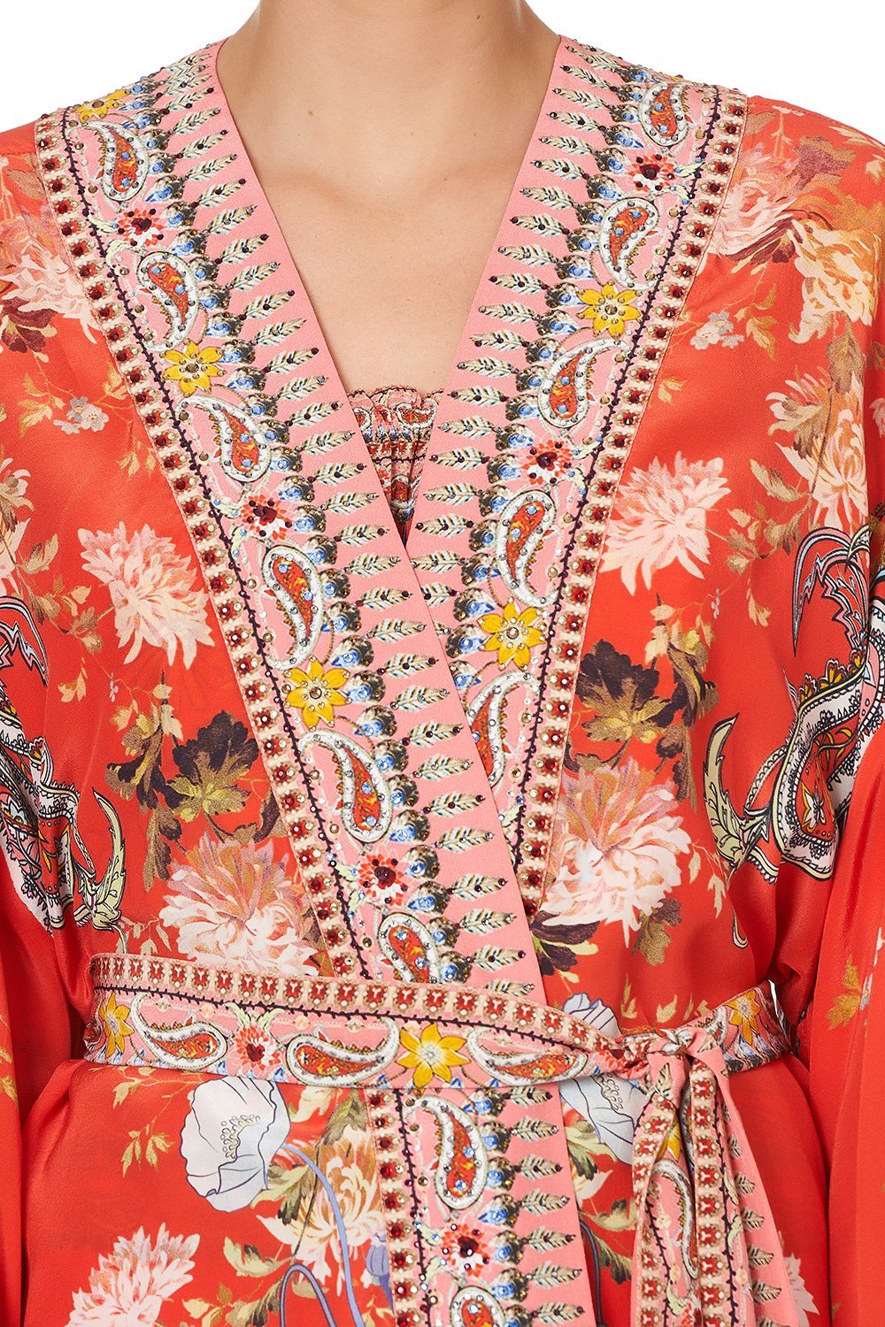 KIMONO WITH TIE BELT PAISLEY IN PATCHES