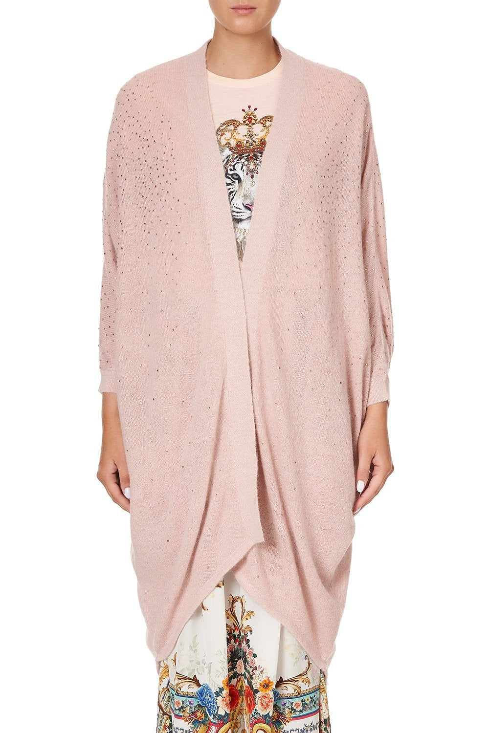 SOFT KNIT PONCHO WITH CRYSTALS PARTY IN THE PALACE