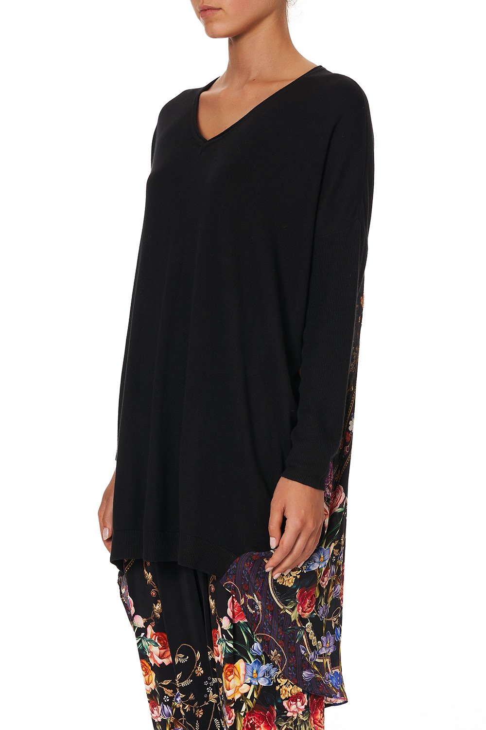 V NECK JUMPER WITH PRINT BACK BLUSHING MANOR