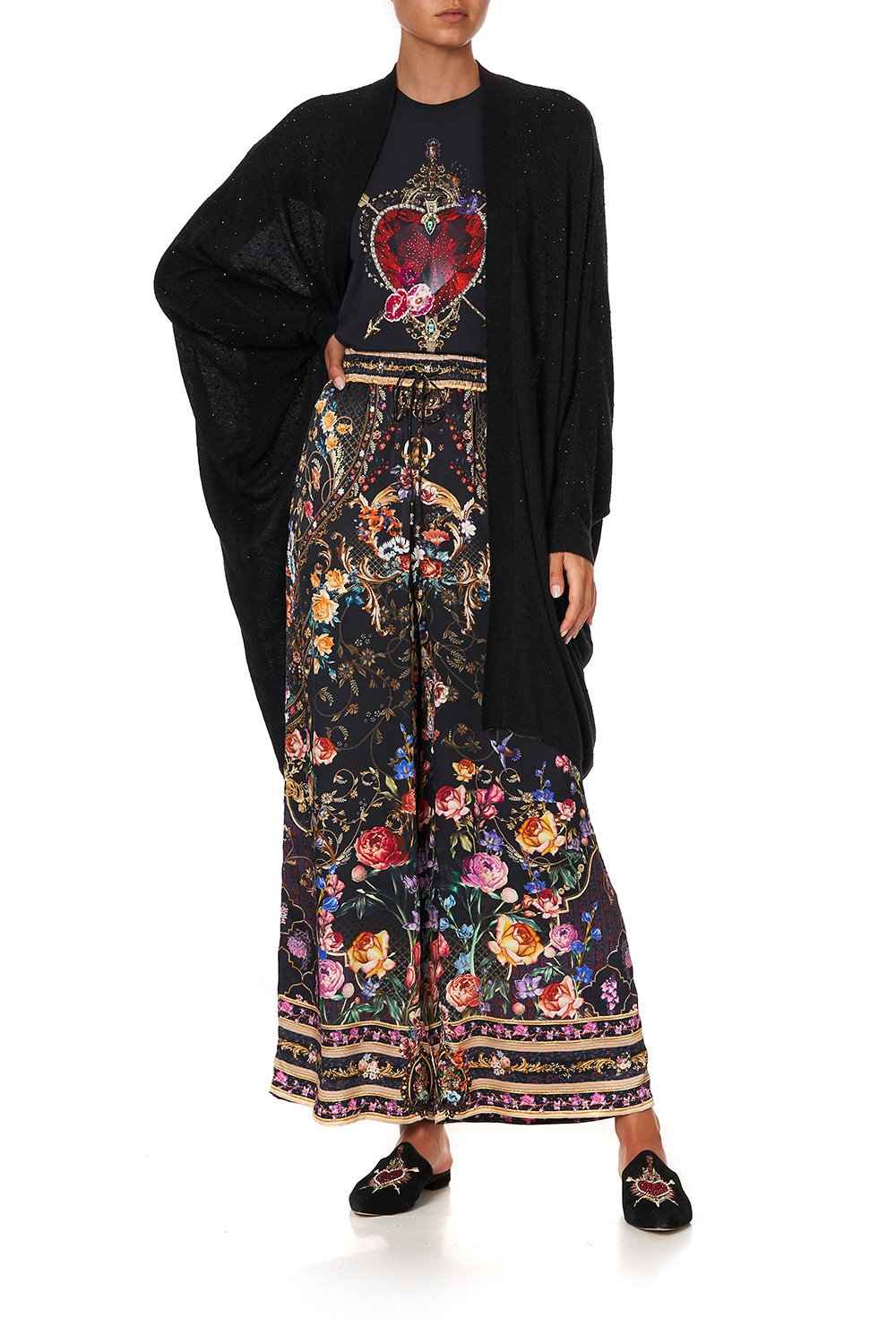 SOFT KNIT PONCHO WITH CRYSTALS BLUSHING MANOR