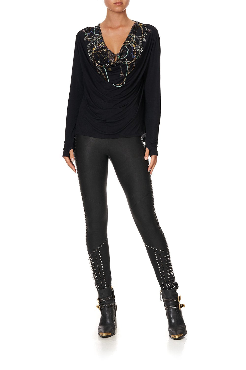 COWL BACK LONG SLEEVE TEE PUNK OF PRIMROSE