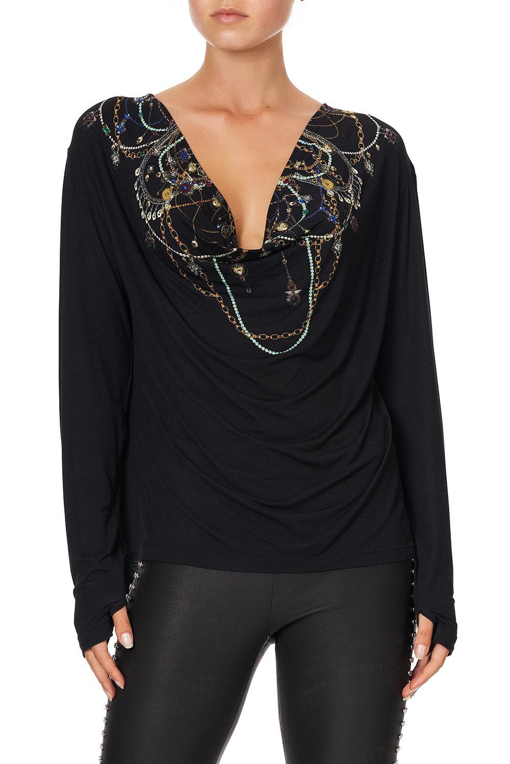 COWL BACK LONG SLEEVE TEE PUNK OF PRIMROSE