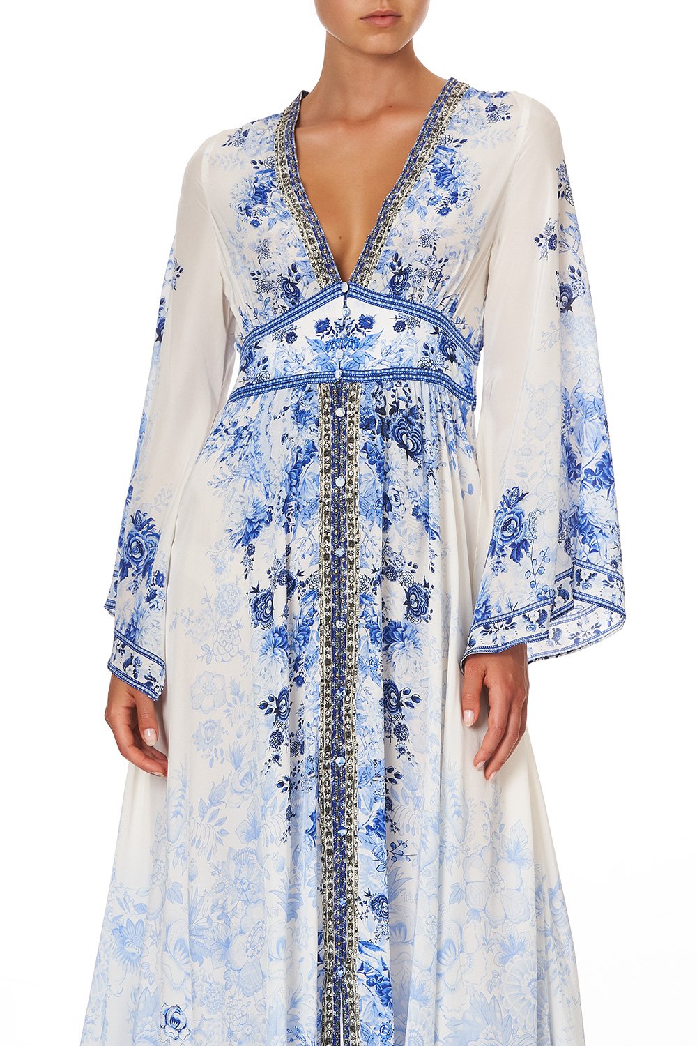 KIMONO SLEEVE DRESS WITH SHIRRING DETAIL HIGH TEA