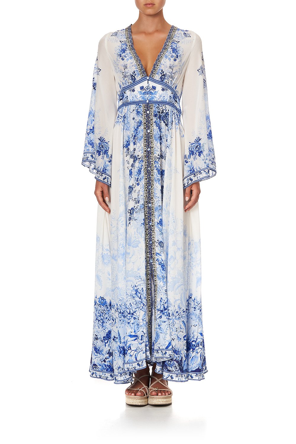 KIMONO SLEEVE DRESS WITH SHIRRING DETAIL HIGH TEA