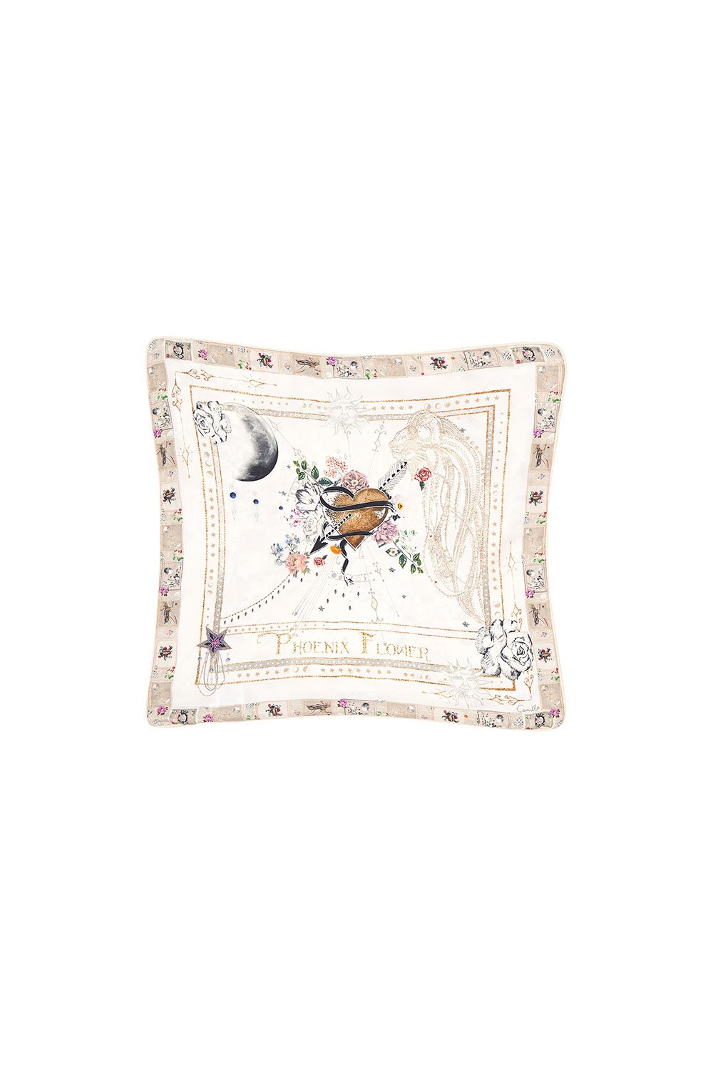 SMALL SQUARE CUSHION PHOENIX FLOWER