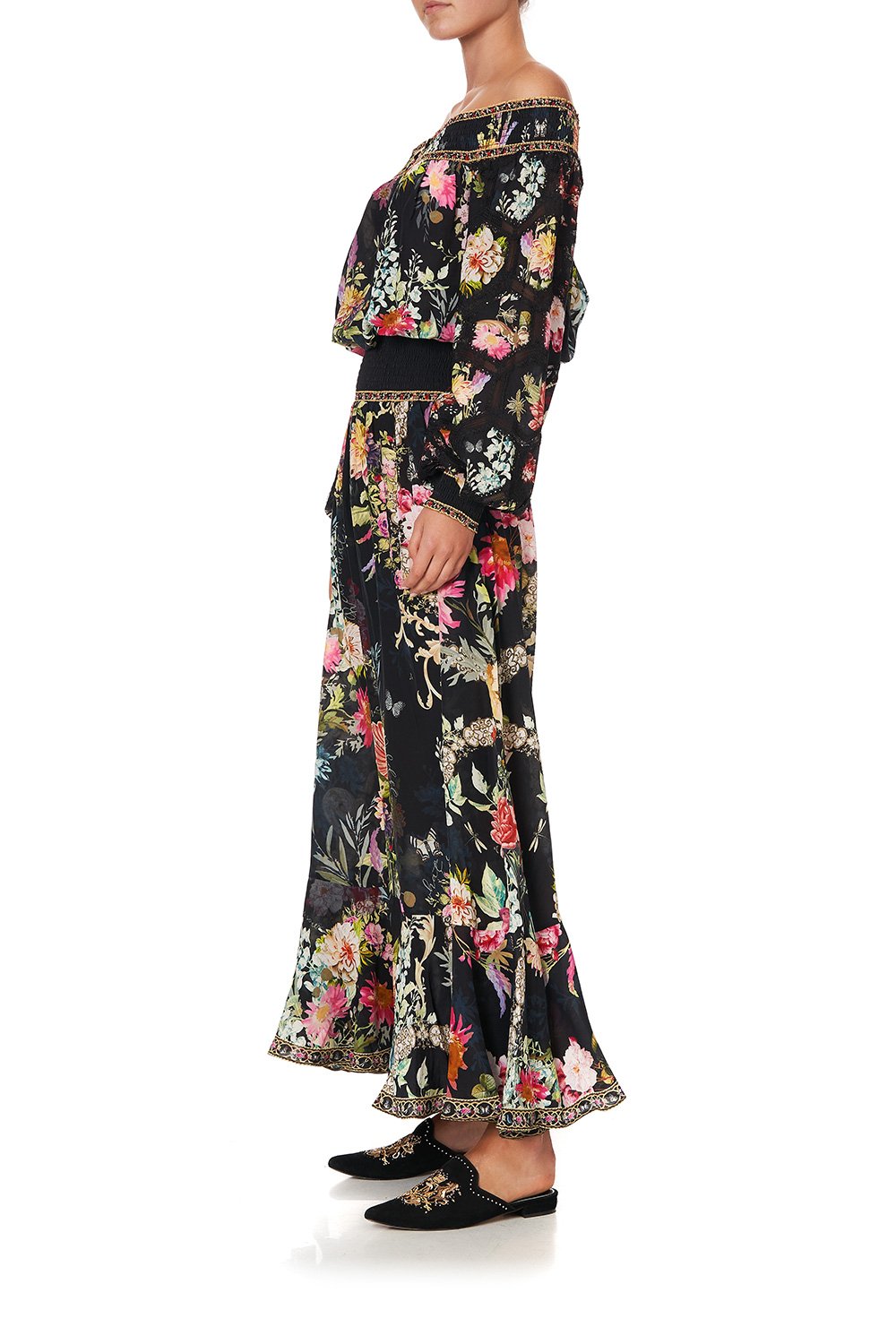 OFF SHOULDER SHIRRED DRESS HAMPTON HIVE