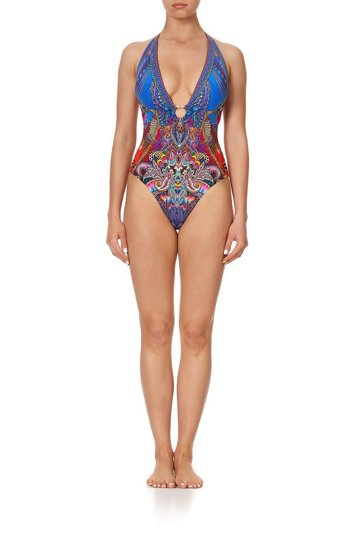 RING DETAIL PLUNGE V ONE PIECE PSYCHEDELICA