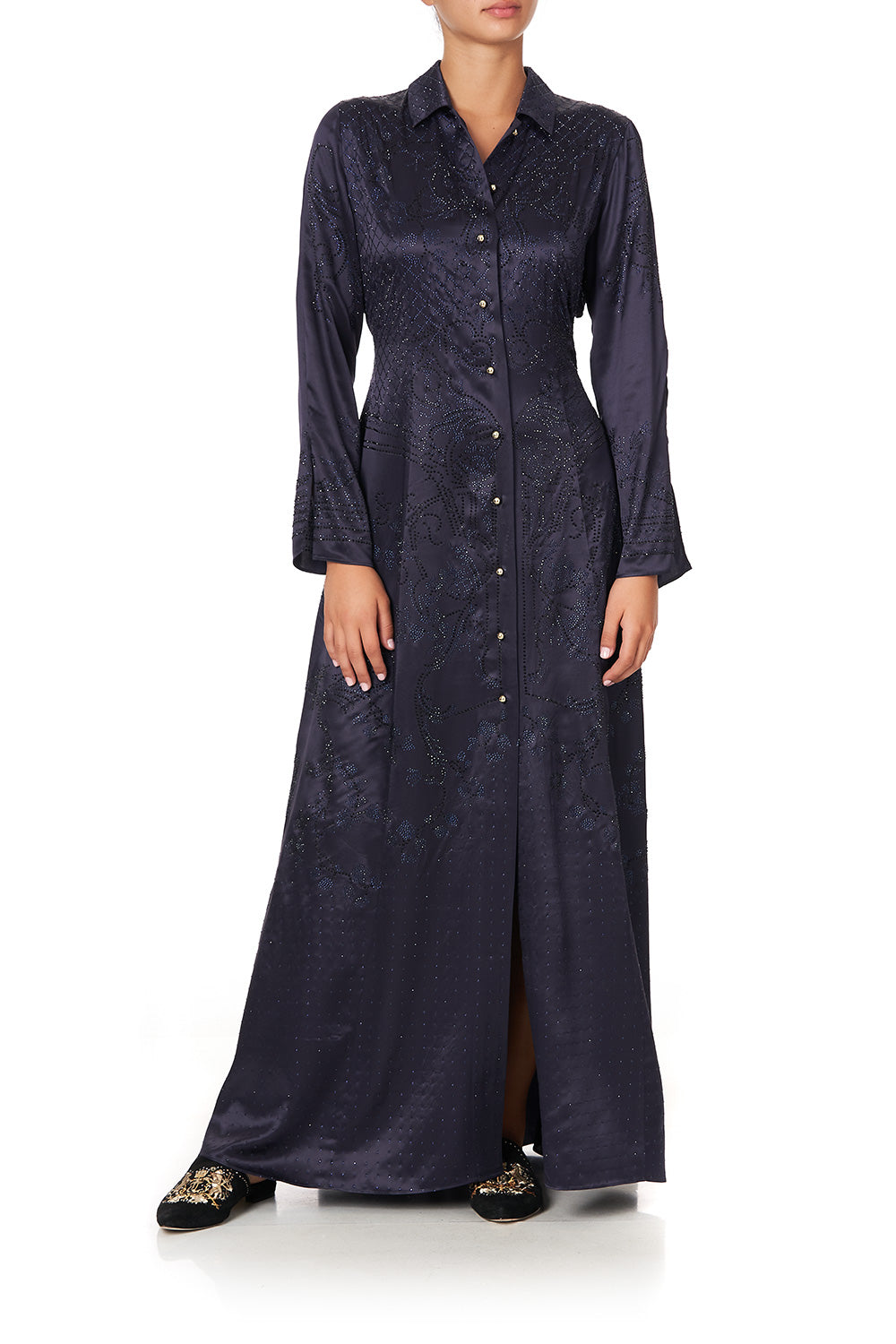 PRINTED TRENCH LUXE NAVY