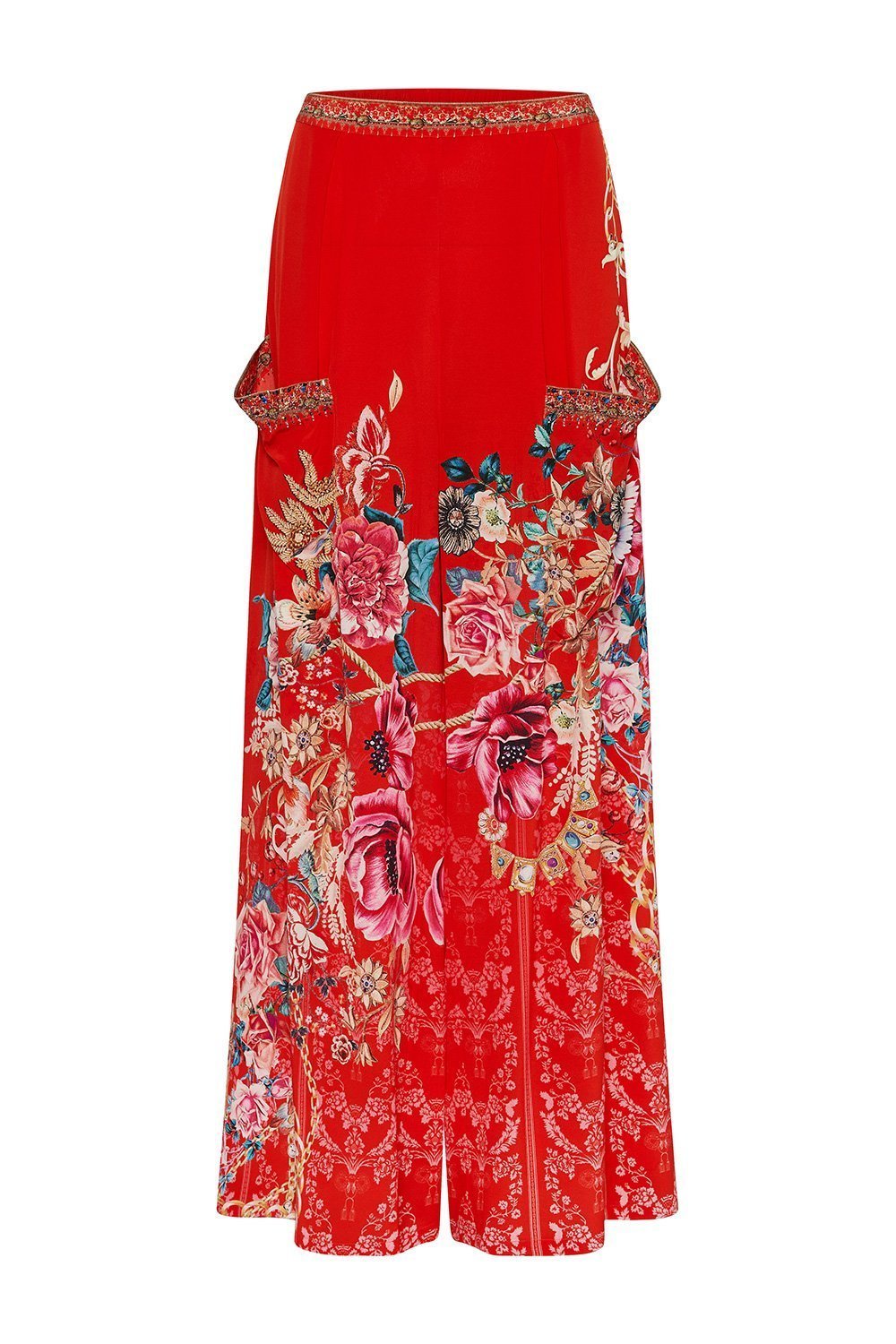 WIDE LEG TROUSER WITH FRONT POCKETS AND THE QUEEN WORE RED