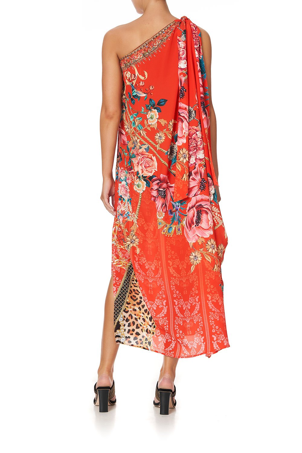 ASYMMETRIC HARDWARE KAFTAN AND THE QUEEN WORE RED