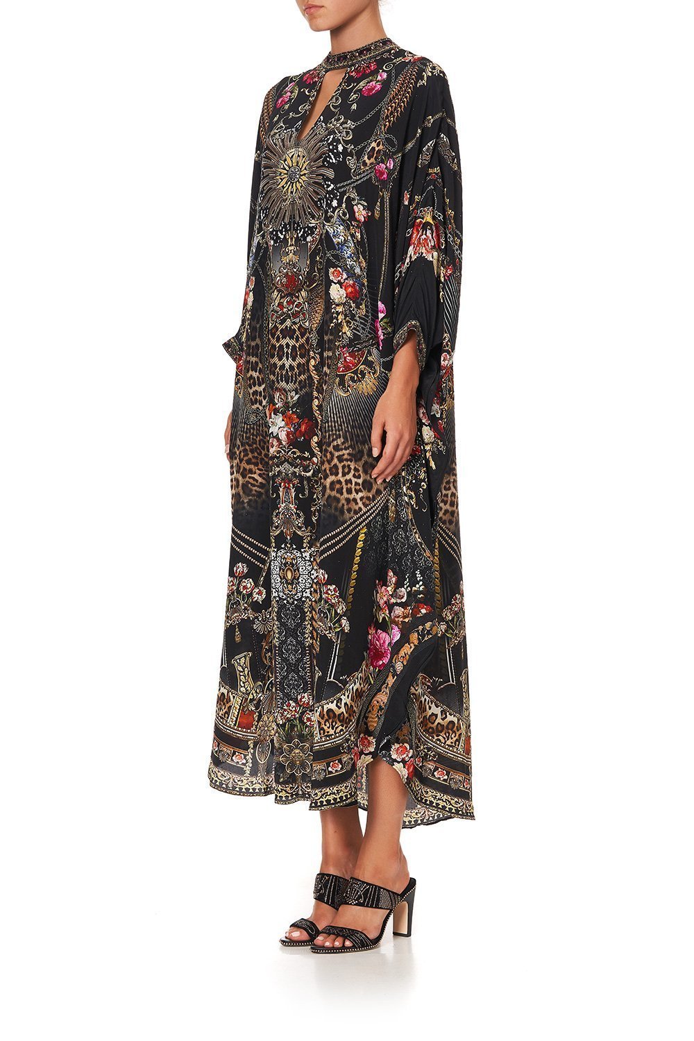 KAFTAN WITH HIGH COLLAR STAND WILD FIRE