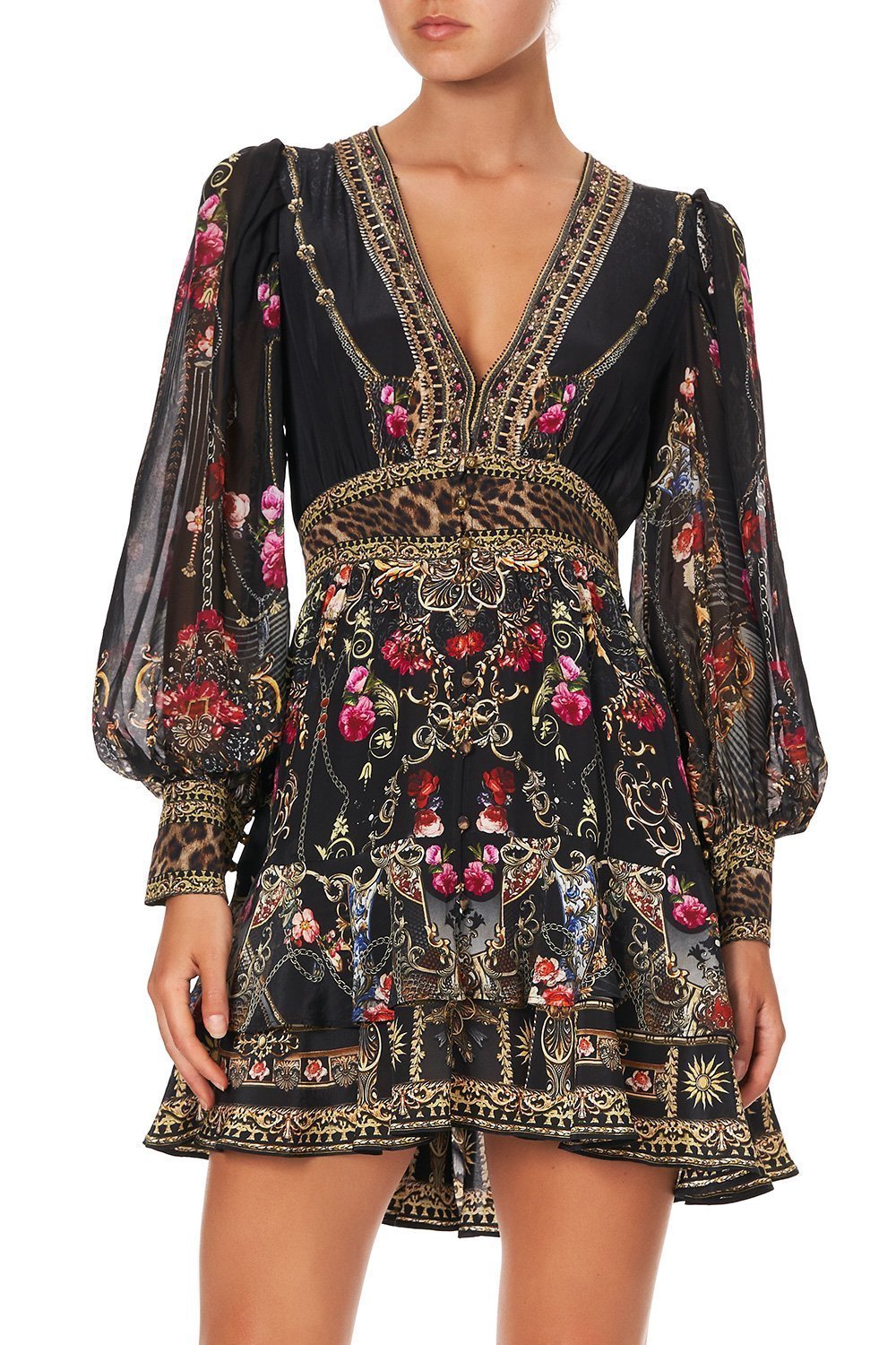 BUTTON FRONT FRILL DRESS GOTHIC GODDESS