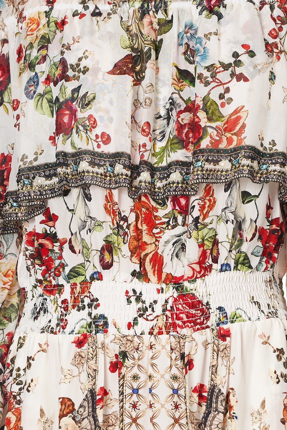 RUFFLE HEM LONG DRESS SHAKESPEARES GARDEN