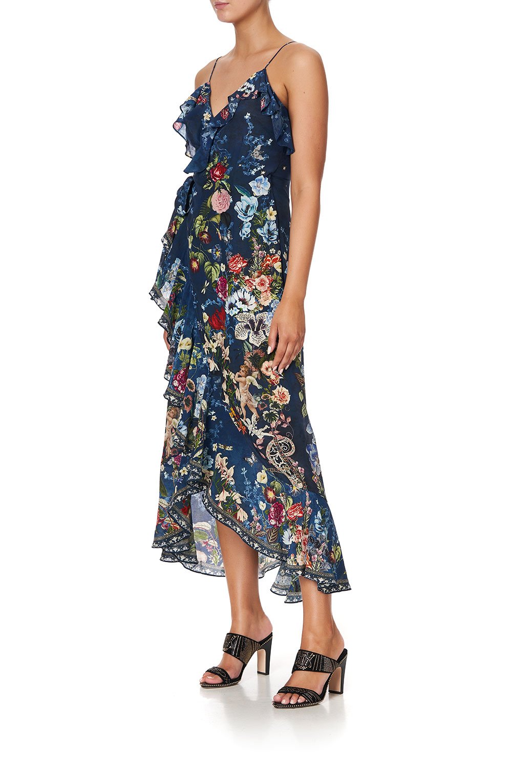 LONG WRAP DRESS WITH FRILL DREAMS OF MIDSUMMER