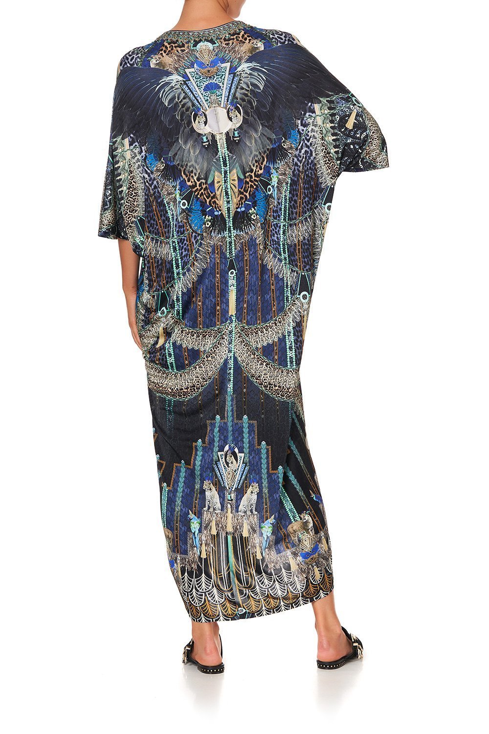 METAL RING JERSEY KAFTAN DRIPPING IN DECO