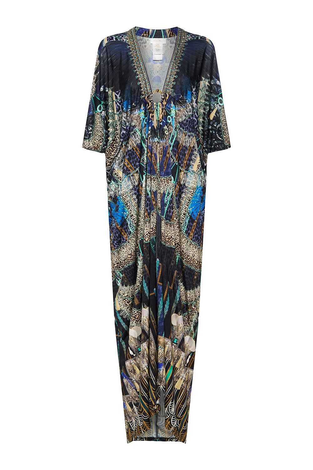 METAL RING JERSEY KAFTAN DRIPPING IN DECO