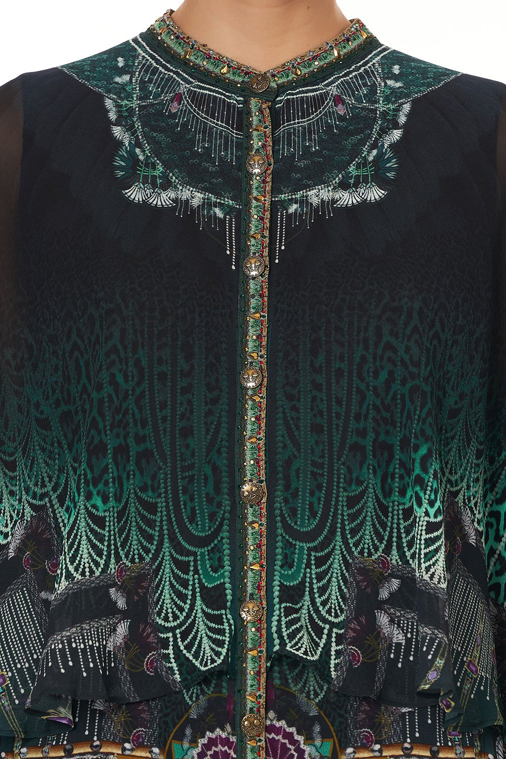 DRAPED BUTTON FRONT BLOUSE FITZGERALDS FLAPPER