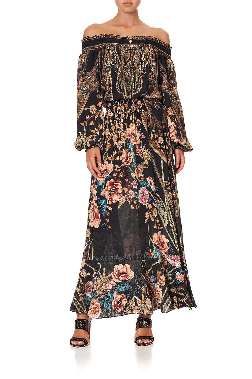 OFF SHOULDER SHIRRED DRESS BELLE OF THE BAROQUE