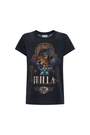 SLIM FIT ROUND NECK T-SHIRT DRIPPING IN DECO