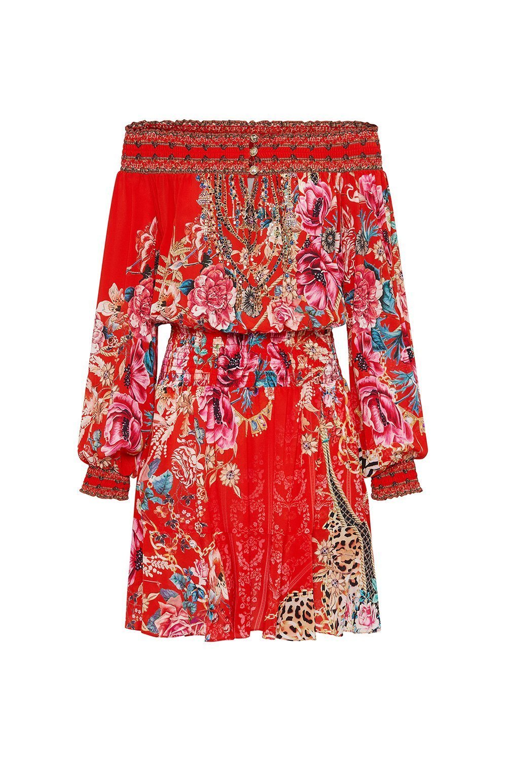 OFF SHOULDER SHORT DRESS AND THE QUEEN WORE RED