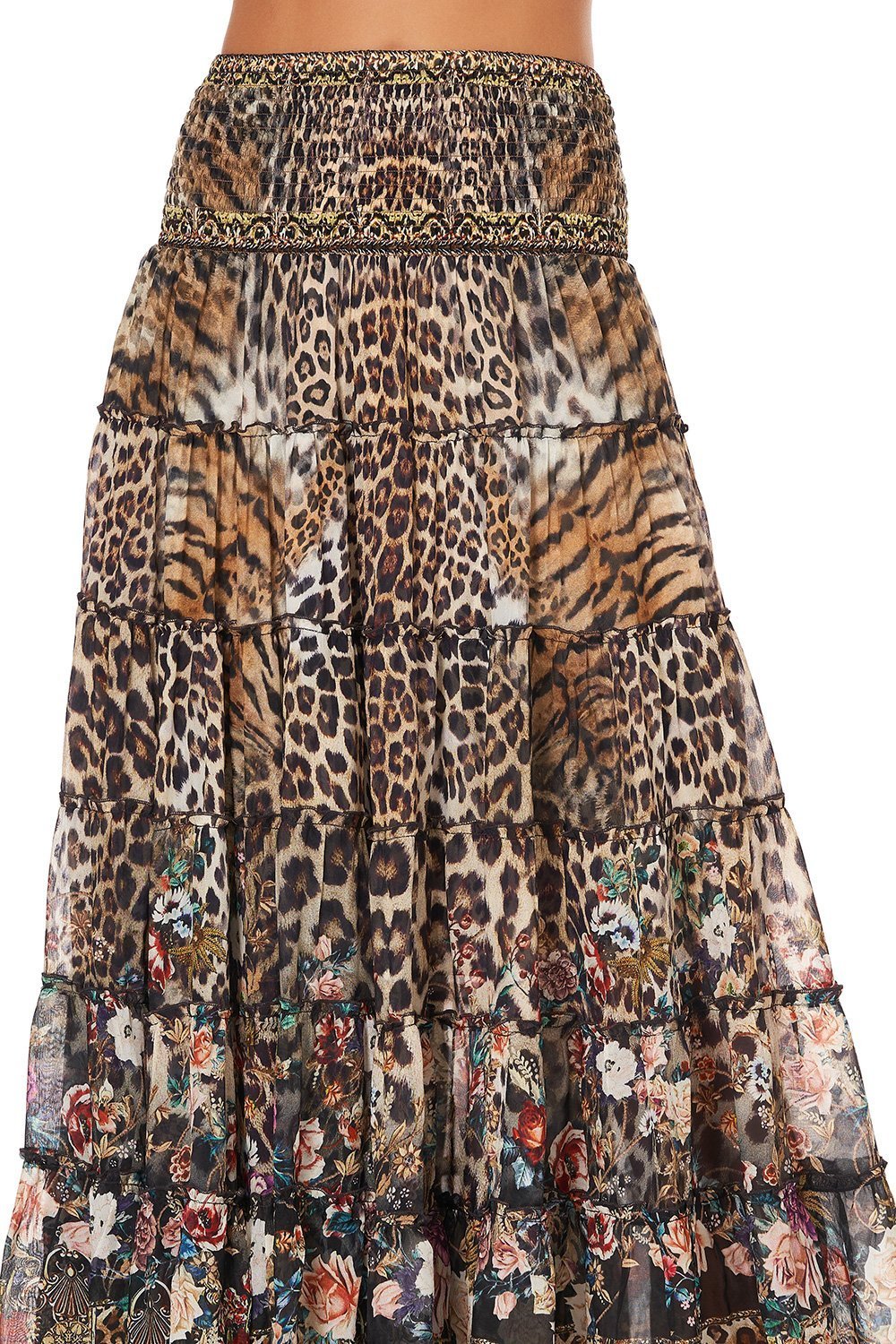 SHIRRED WAIST TIERED CIRCLE SKIRT HAMPTON HIVE