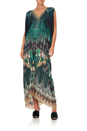 LONG DRAPE DRESS WITH ZIP FRONT FITZGERALDS FLAPPER – CAMILLA