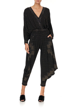 JERSEY DRAPE PANT WITH POCKET DRIPPING IN DECO
