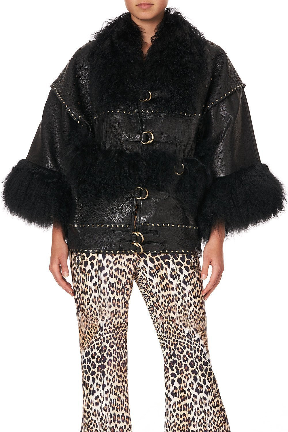 DROP SLEEVE PANELLED JACKET LEATHER